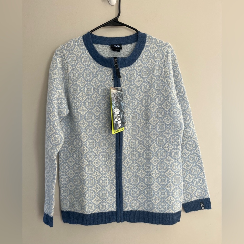 Icewear Iceland Wool Sweater Cardigan Womens Full Zip Fair Isle Nordic NWT